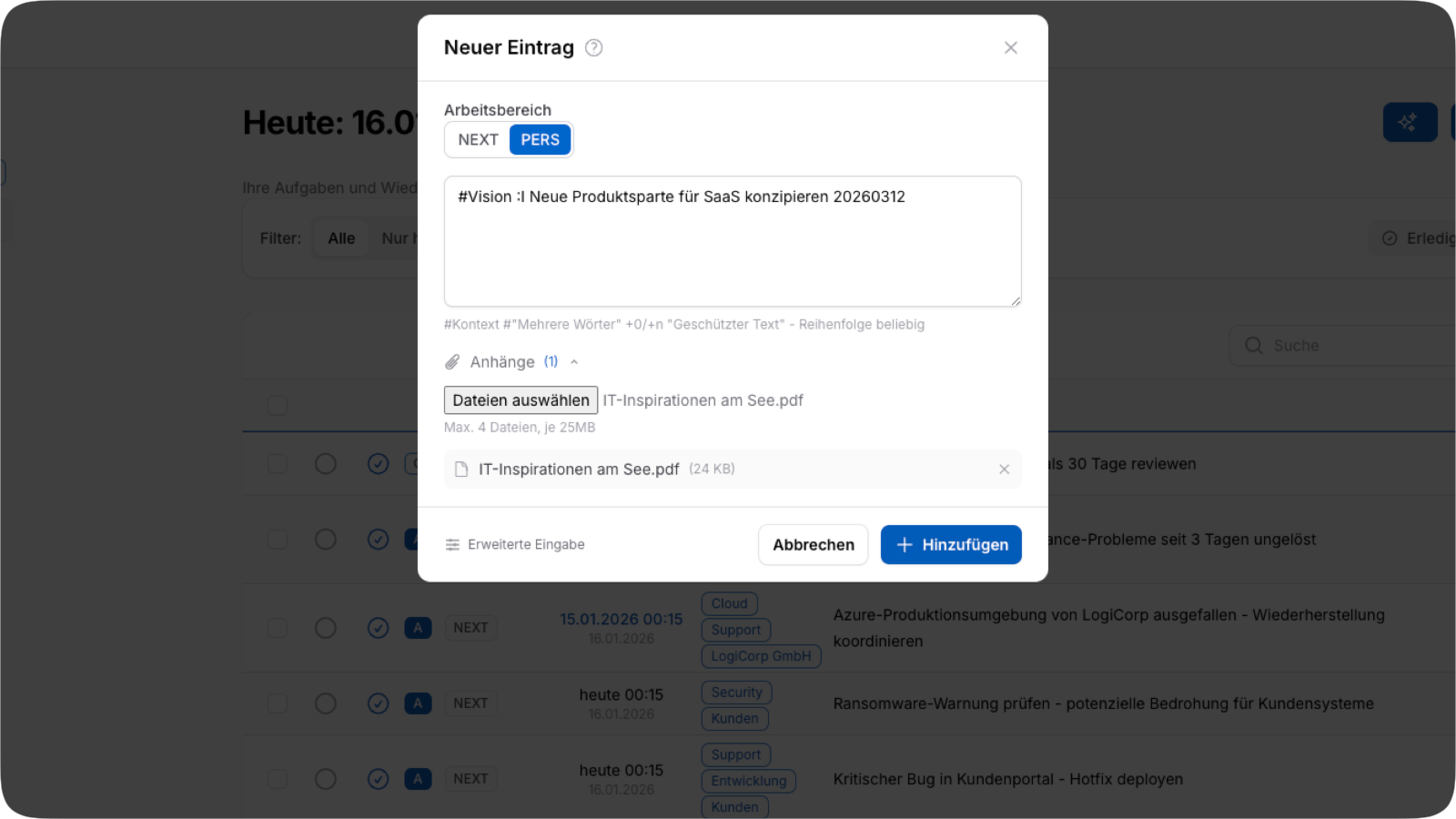 Follow-Up System - Quick Add